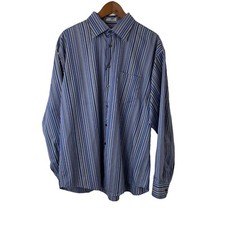 Pronto Uomo Dress Shirt Size XL Men's Long Sleeve Striped 100 Cotton Non Iron