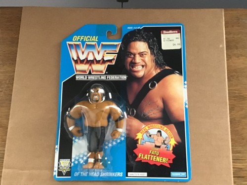  WWF WWE Hasbro Fatu Headshrinkers Blue Card  MOC ...