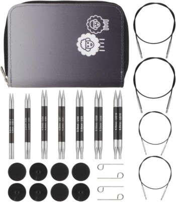 KnitPro Karbonz Interchangeable Knitting Needle Set 4''(10cm) - Midi