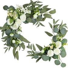 H W 2pcs Artificial Wedding Arch Flowers for Wedding Sign, Floral Swag Dusty ...