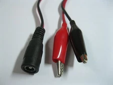 5 pcs DC Power 5.5x2.1mm Female Jack Connector to Dual Alligator Clip Cable 25cm