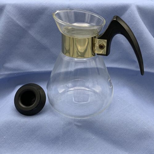Vtg MCM Corning Ware Small Heat Proof Glass Coffee Carafe Tea Pot 2 Cups Clear - 第 3/12 張圖片
