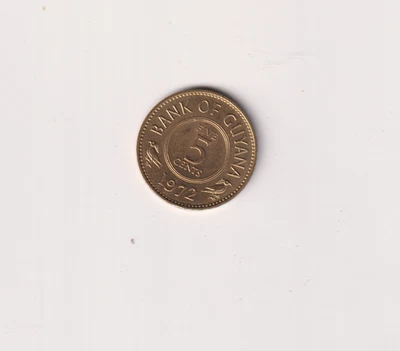 Guyana 5 Cents 1972 Stylized lotus flower UNCIRCULATED COIN.KK344 - Image 1 of 2