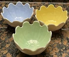 VTG Anchor Hockings FIRE KING Pastel Lotus Blossom Milk Glass Bowls 4-1/2"