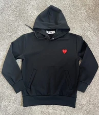 Comme des Garcons Play AZ-T174 Men's M Black Pullover Hoodie Red Heart