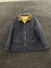 L.L. Bean Barn Jacket Mens 2XL Navy Quilted Corduroy Collar Quilt Lined 90s