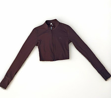 ONER ACTIVE Brown Cropped Full Zip Jacket Sli...