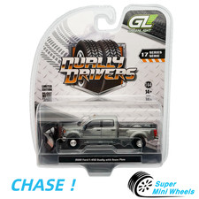CHASE Greenlight 1:64 Dually Drivers 2022 Ford F-450 Dually with Snow Plow Blue