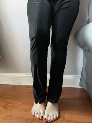 Good American Snake Print Faux Leather Black Pull On Pants Front Zip Legs