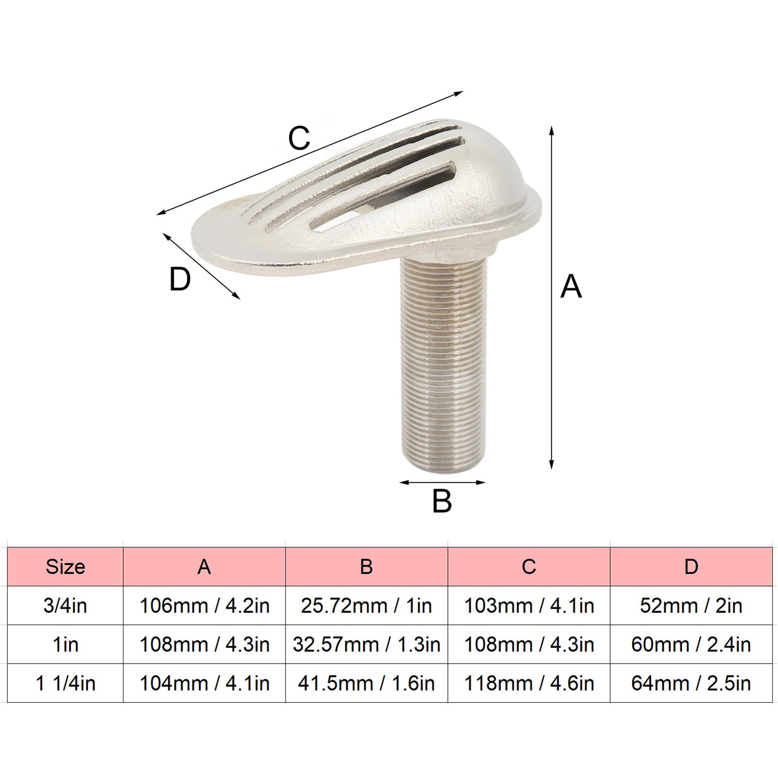(1in) Marine Boat Intake Strainer Stainless Steel 316 Thru Hull Water