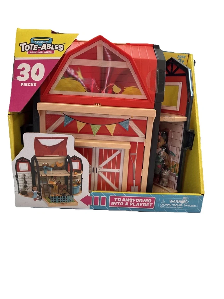 Tote-ables Barn Dollhouse w/ Doll & Storage 30 Accessories Close & Carry Playset - Image 2 of 4