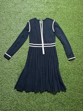 Marc By Marc Jacobs Sweater Dress Size S Black & Cream Midi Dress with Pleats