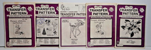 Lot of 5 Hot Iron Transfer Patterns for Punch Embroidery - Christmas Theme