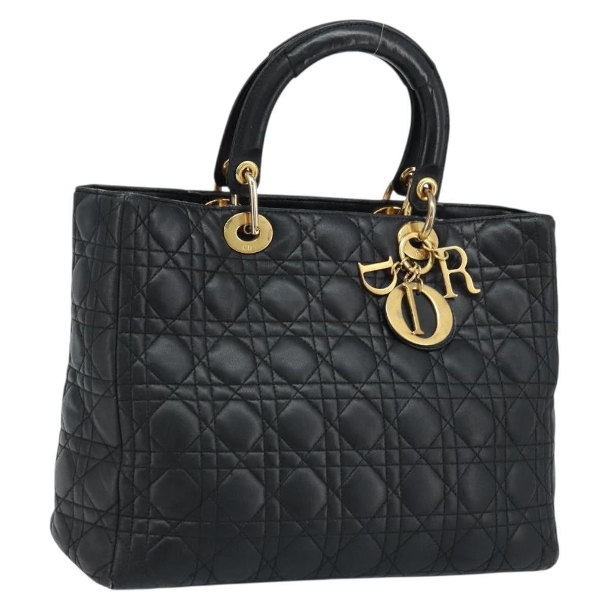 Christian Dior Canage borsa a mano pelle di agnello nero oro originale bs33466