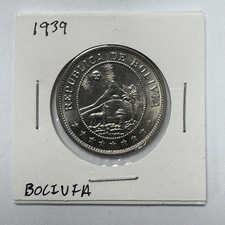1939 Bolivia 50 Centavos World Coin