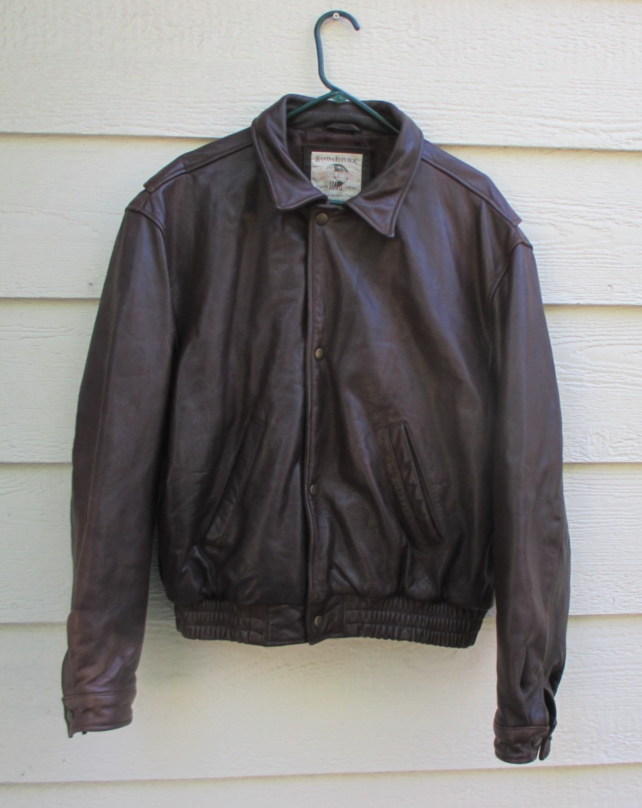 Vintage Banana Republic Men's Brown Genuine Leather Bomber Jacket
