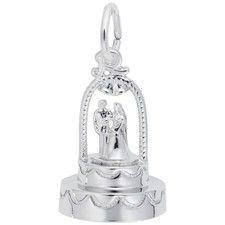 Sterling Silver Wedding Cake Charm - 16mm x 12mm