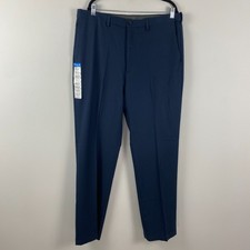 Haggar Cool 18 Pro Pants Mens 38x34 Navy Blue Comfort 4 Way Stretch