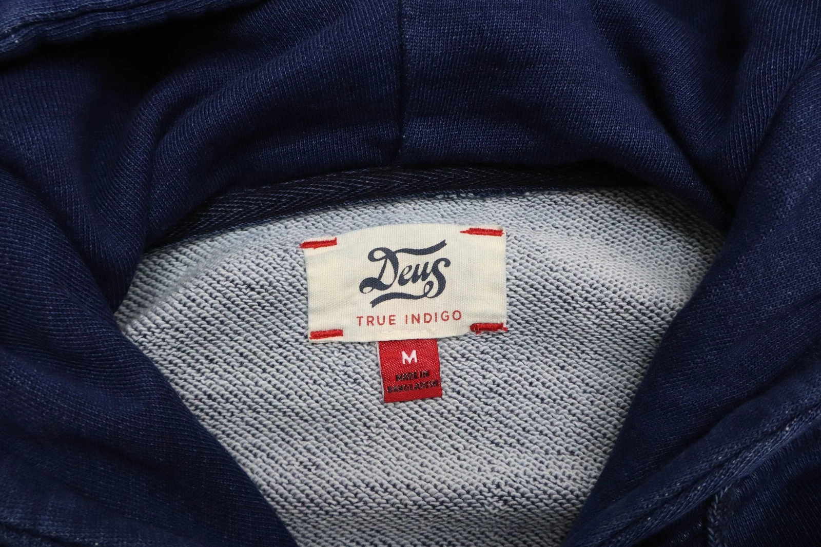 DEUS Speedster Indigo Hoodie Men's MEDIUM Kangaroo Pocket Pullover image 5