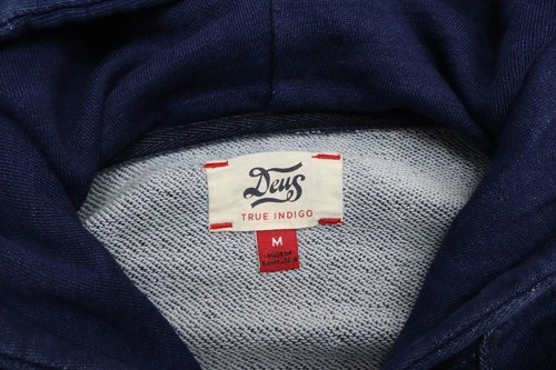 DEUS Speedster Indigo Hoodie Men's MEDIUM Kangaroo Pocket Pullover image 5