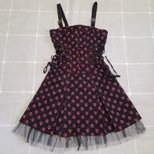 Abito vintage TRIPP NYC rosso teschio corsetto gotico rock con occhielli bordo tulle XS