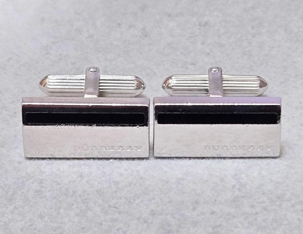 BURBERRY Cufflinks Silver Rectangle Shape [Very g… - image 1