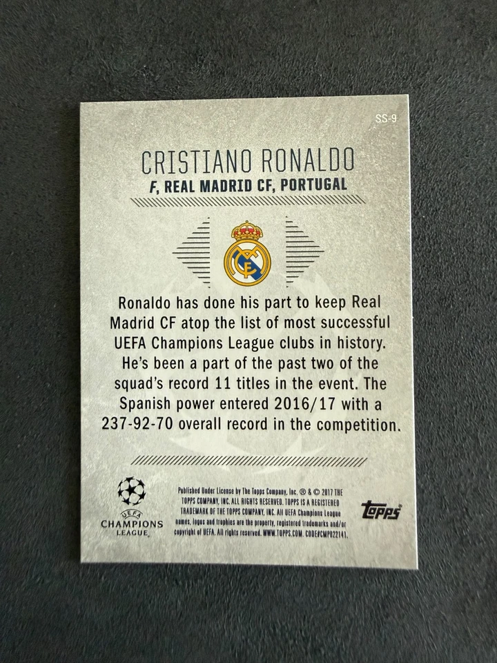 2017 Topps UEFA - Steadied Success Christiano Ronaldo #SS-9 - Image 2 of 2