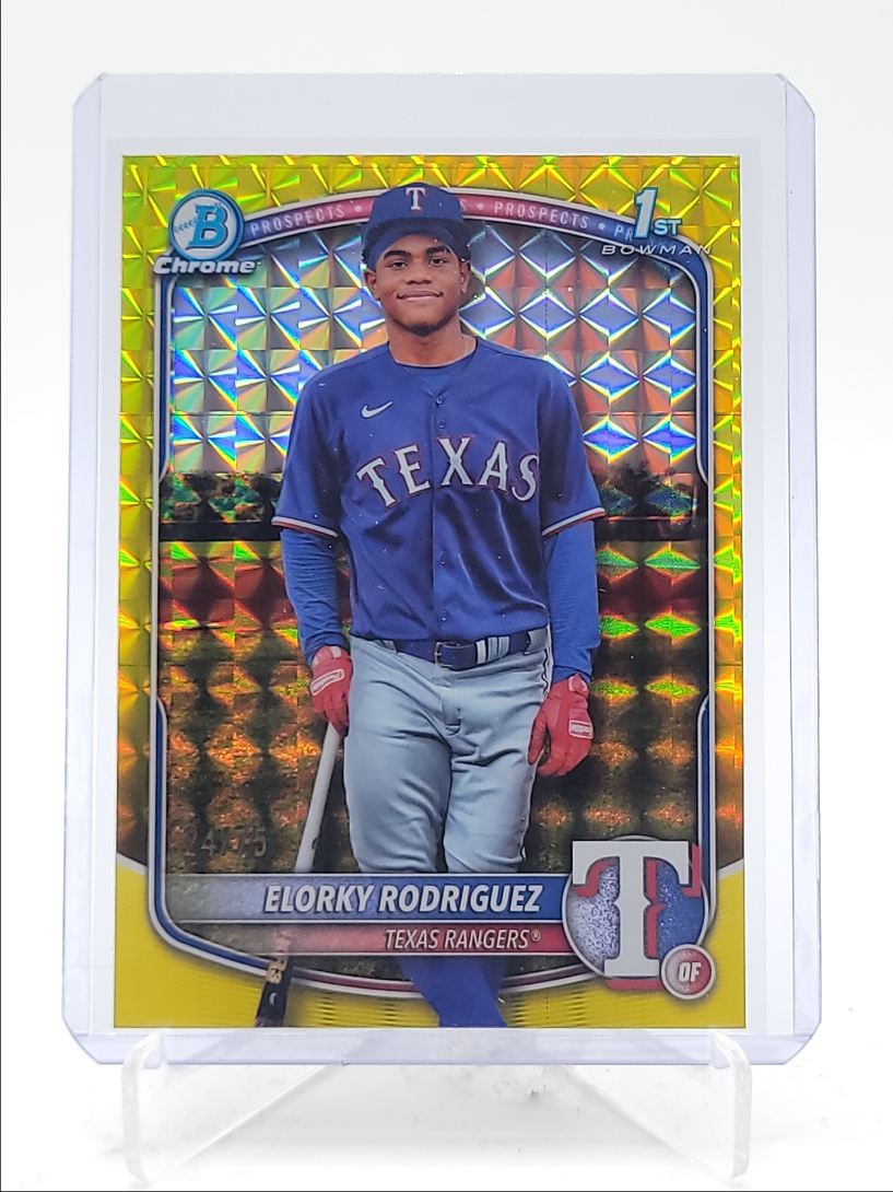 ELORKY RODRIGUEZ 2025 BOWMAN CHROME 1ST YELLOW GEOMETRIC RANGERS /75 Q4182