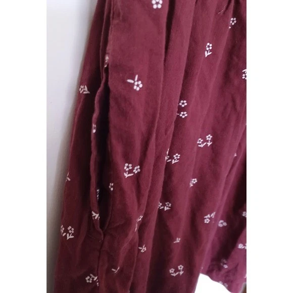 Antiguo Vestido Azul Marino Niñas Floral Botón Frontal Borgoña Talla M 8 Bolsillos Babydoll Foto 4 de 4