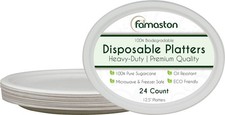 24 pack Oval Paper Plates 12 inch 100% Compostable Heavy-Duty disposable extr...