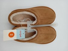 Cat  Jack Slippers Shoes Kids Size 2 Brown Nola Faux Fur Lined House Cozy