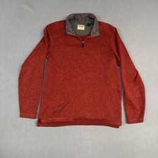 Wrangler Authentics Quarter Zip Sweater Mens M Red Fleece Long Sleeve Pullover