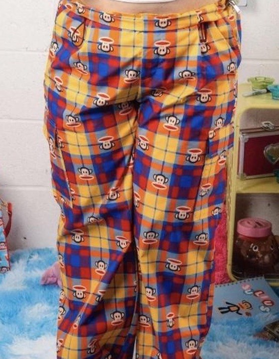 CAKEWORTHY PAUL FRANK PLAID WIDE LEG PANTS (UNISEX FIT) SIZE SMALL