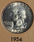 1954 P Philadelphia D Denver S San Francisco Washington Silver Quarters 25C .25
