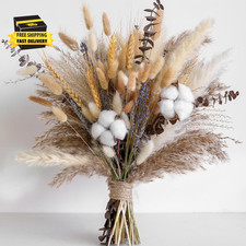 Natural Dried Flower Bouquet - Pampas Grass, Cotton Stems, Bunny Tails, Eucalypt