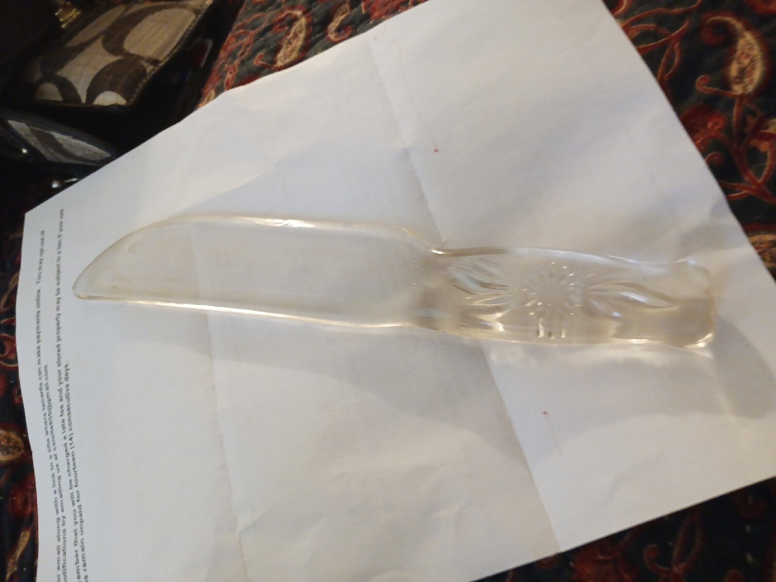 Vintage 9 1/2" Star Pattern Handle Glass Cake Knife eBay
