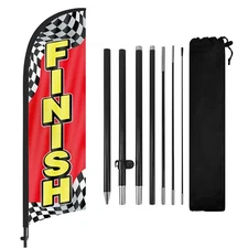 8FT Finish Line Advertising Feather Flag Banner with Pole and Ground Stake