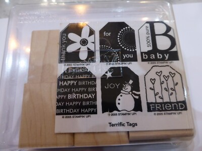 ETIKETTEN HOLZ GUMMISTEMPEL SET 6 STEMPEL FÜR VERSCHIEDENE ANLÄSSE GEBURTSTAG BABY ETC.