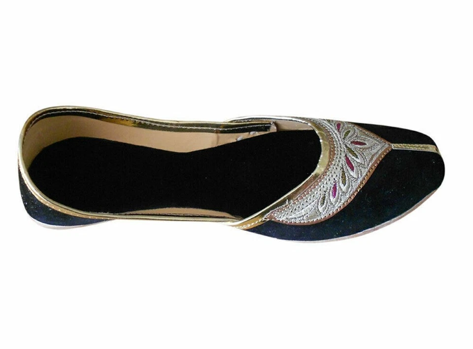 Женские повседневные туфли кожаные ручной работы индийские джутти балетные моджарии черные размер США 8 - Изображение 4 из 4