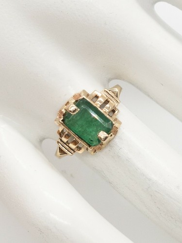 Vintage 1940s IOFY $3000 2ct Colombian Emerald 10k Yellow Gold Ring - Picture 4 of 7