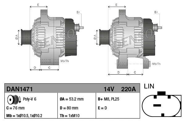 DENSO DAN1471 Alternator for BMW - Изображение 3 из 3