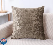 TangDepot Heavy Velvet Embossing Throw Pillow Cover, Classis Floral Anaglyph 