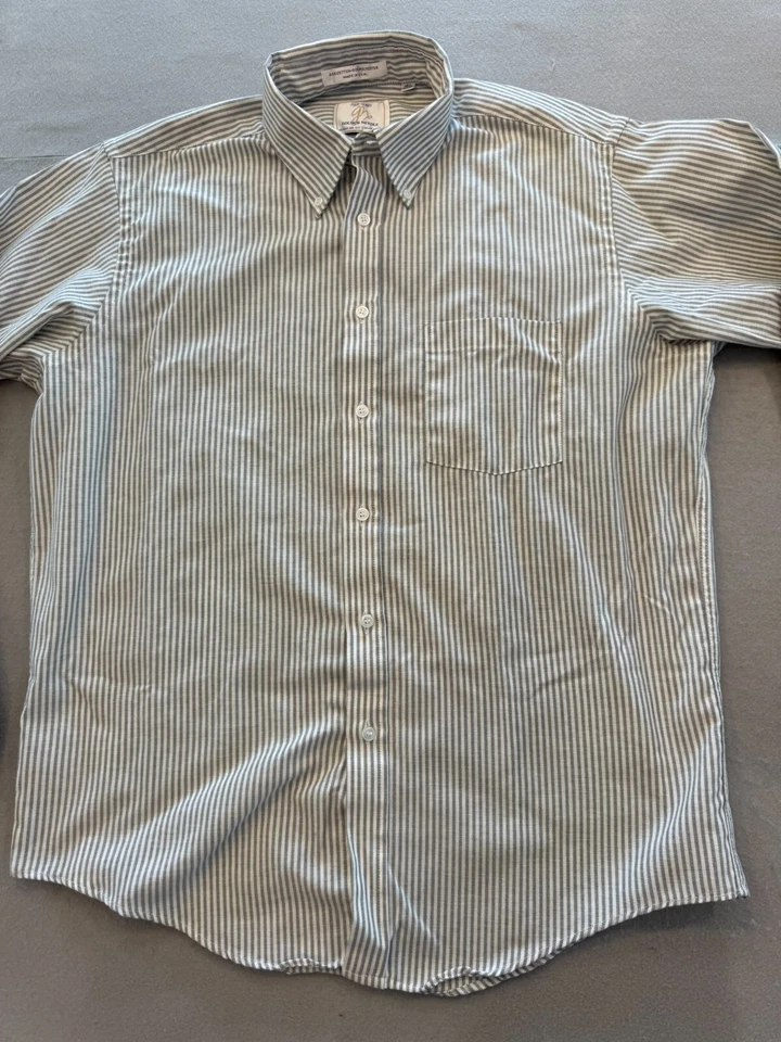 Camisa John Henry Abotonada Para Hombre 34/35 Ajuste Regular Gris Rayas Cuello 16.5" Foto 3 de 4