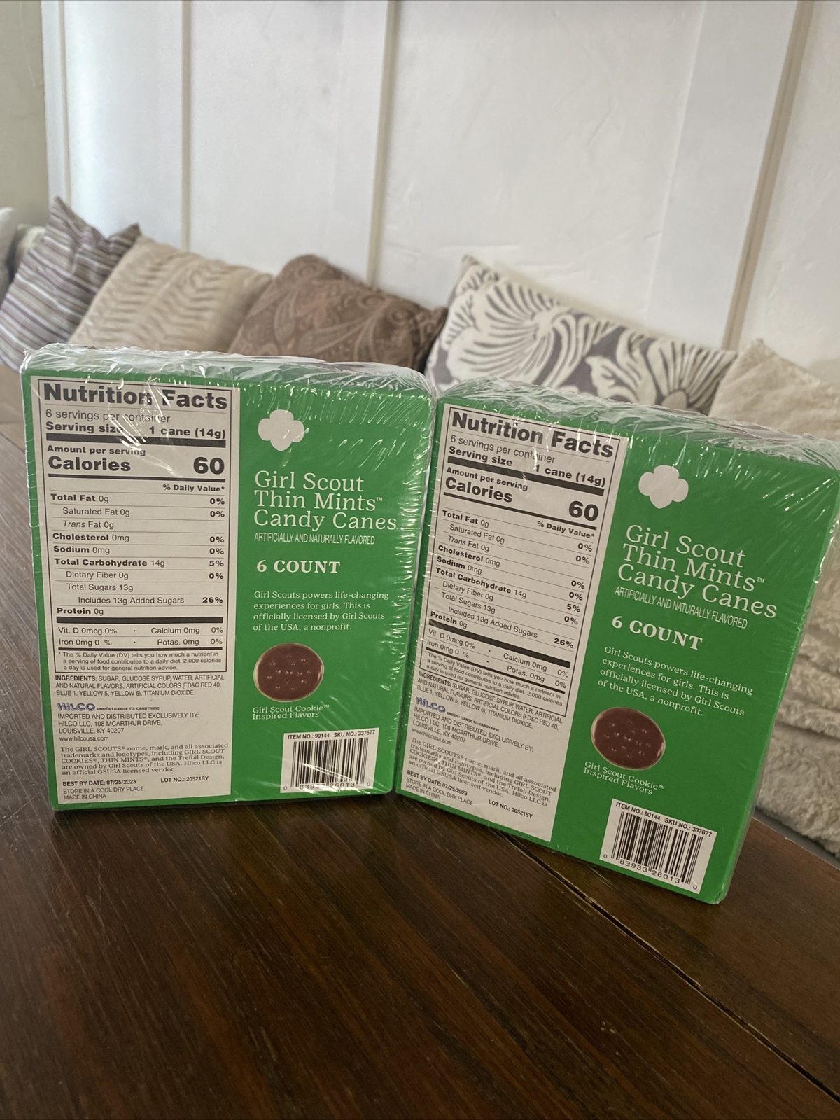 12 Girl Scout Thin Mint Inspired Candy Canes NIB TWO Boxes Of 6 Each!