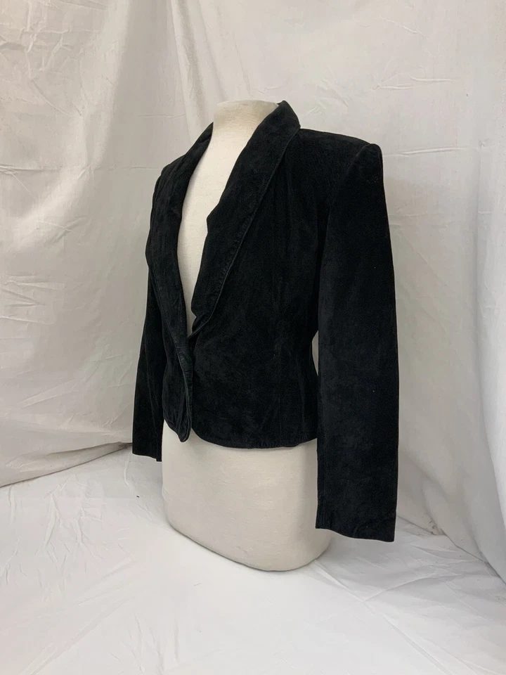 Куртка блейзер Lord & Taylor Petites размер 4 черная шелковистая свинья замша 1 Btn YGI P1-676 - Изображение 4 из 4