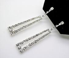 C321 SIMPLY UNIQUE DESIGN SILVER CLEAR COLOR WEDDING PARTY FASHION DROP EARRING