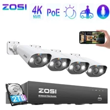 ZOSI 8CH 4K H.265+NVR 5MP Outdoor PoE Security IP Camera System 2TB CCTV Network