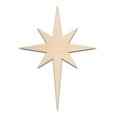Star of Bethlehem Wood Cutout Shape Unfinished Various Size/Qty 1/8" Craft Hobby