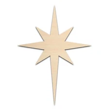 Star of Bethlehem Wood Cutout Shape Unfinished Various Size/Qty 1/8" Craft Hobby