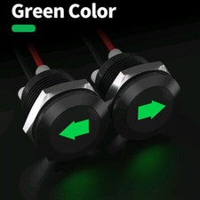 12mm LED Indicator Car Dash Light Arrow Symbols Green Metal For Truck Auto Boat